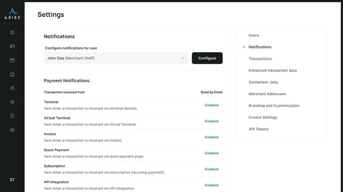 ARISE Notification Settings 1